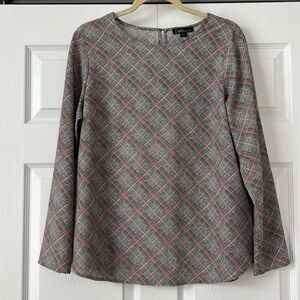 Dalia Womens Glen Plaid Long Sleeve Blouse Red Black White MB1805-162AG32 Large